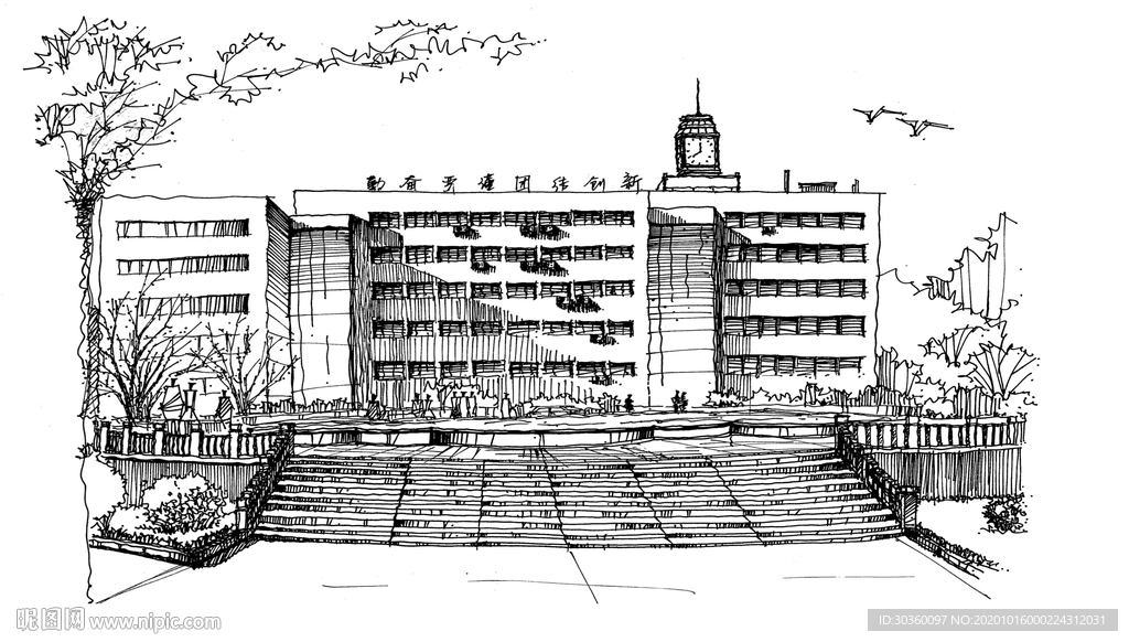 济大钟楼 济大手绘