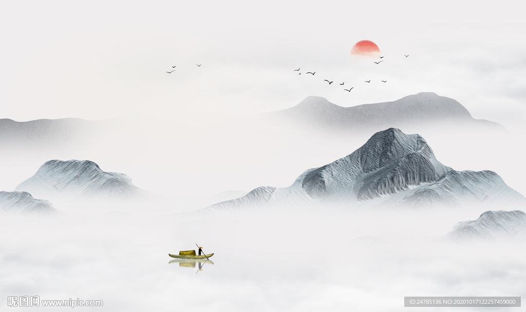 意境水墨山水画