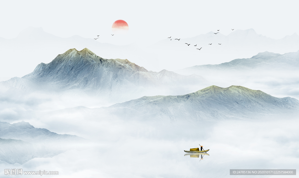 抽象水墨山水画