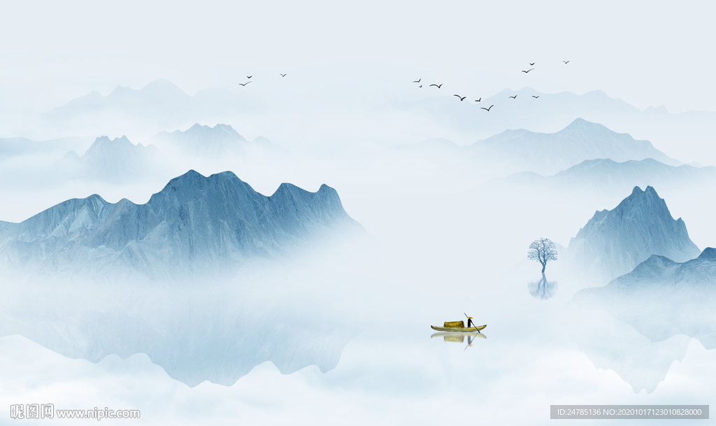 意境水墨山水画