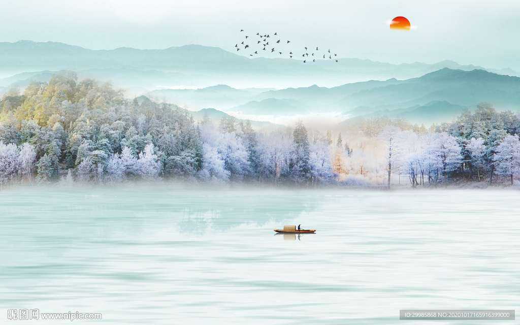 意境轻奢山水画 tif分层