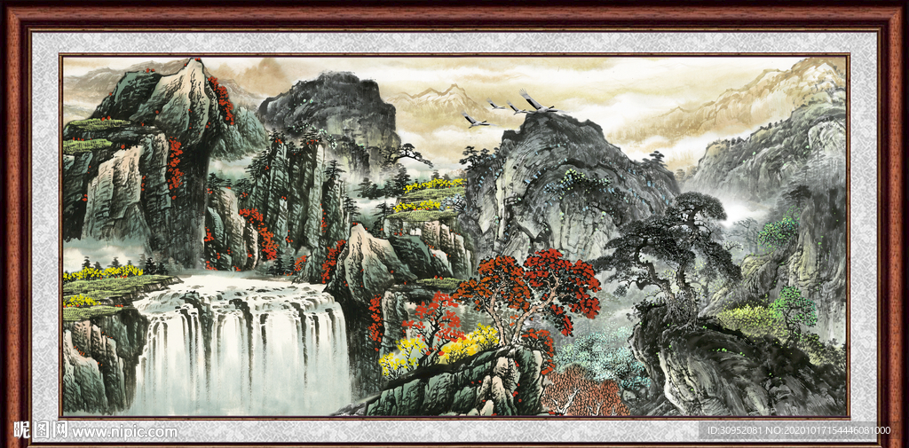 聚宝盆山水画