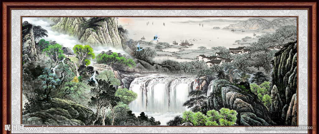 聚宝盆山水画