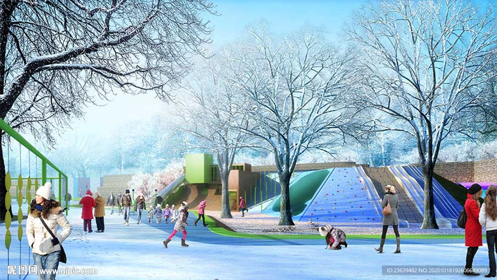 游乐场主题公园 雪景效果图
