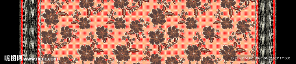 竖条花边格子植物印花图案