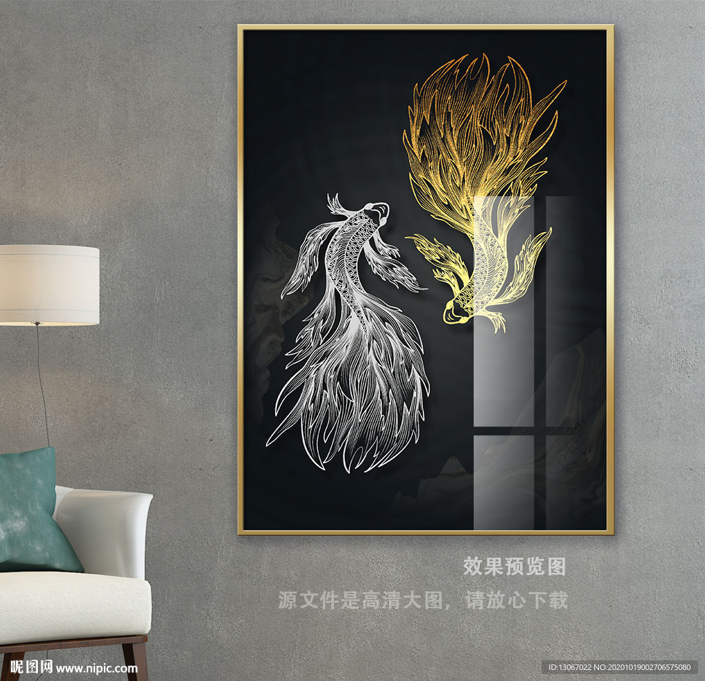 金银鱼装饰画