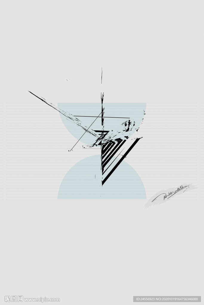 北欧风格抽象色块装饰画