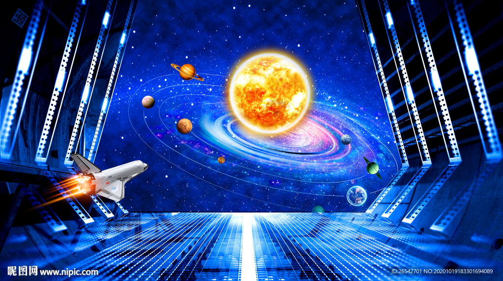 宇宙星空星球银河3D立体画