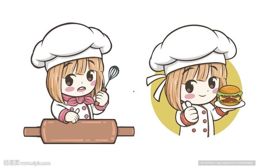 卡通美女厨师