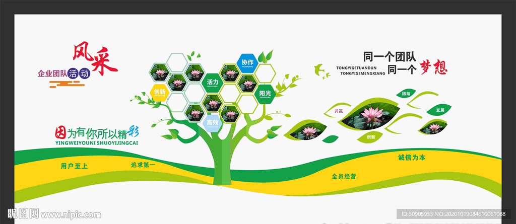 企业风采文化墙矢量图