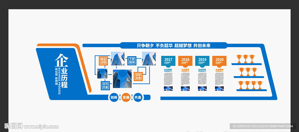 企业走廊文化墙矢量图