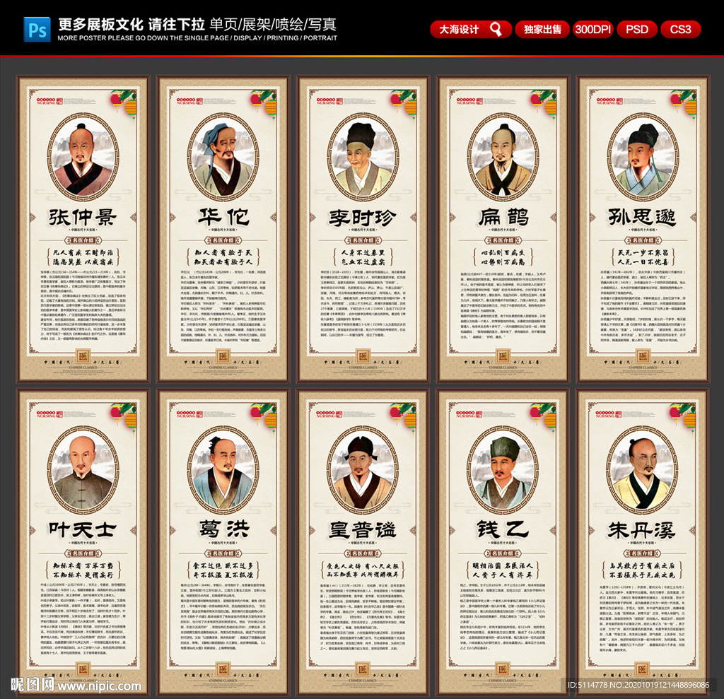 中医名人 中医展板 中医挂画