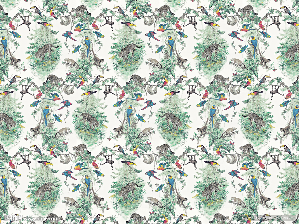 北欧手绘动物森林高清背景墙