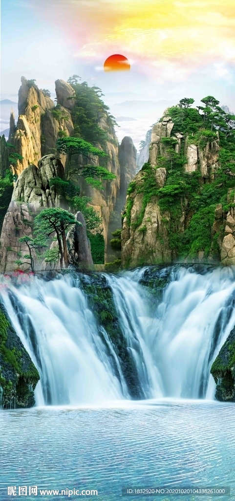 山水竖幅