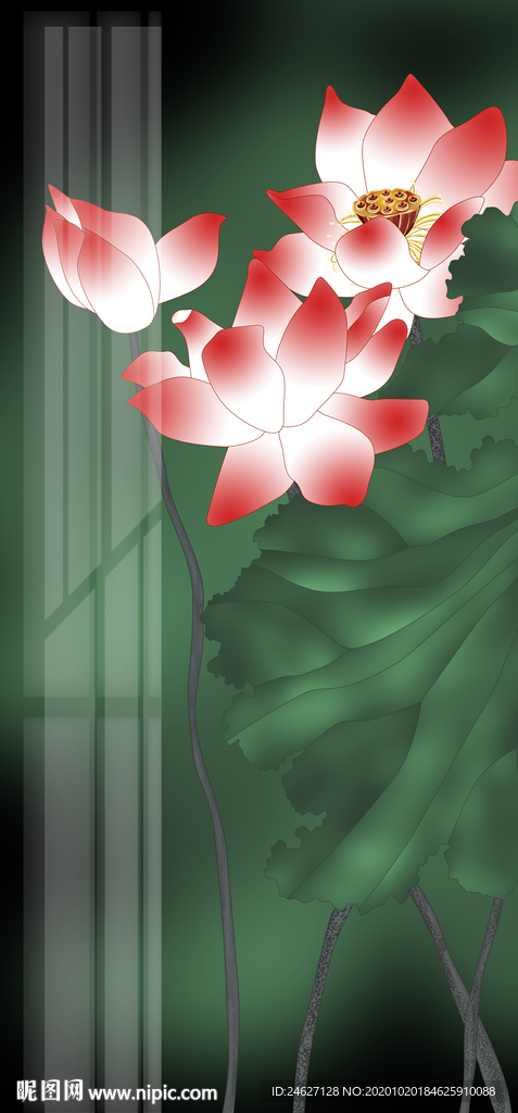 工笔荷花