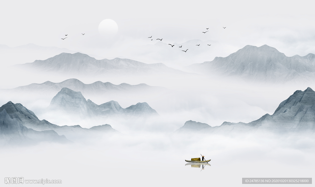 意境水墨山水画