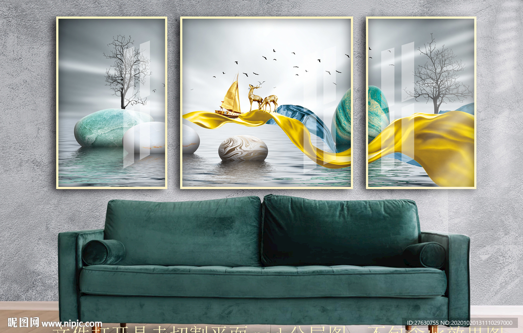 石来运转麋鹿装饰画