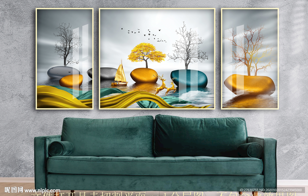 轻奢麋鹿客厅装饰画