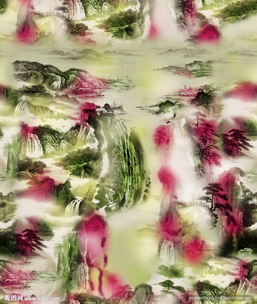 抽象山水画 涂鸦花型