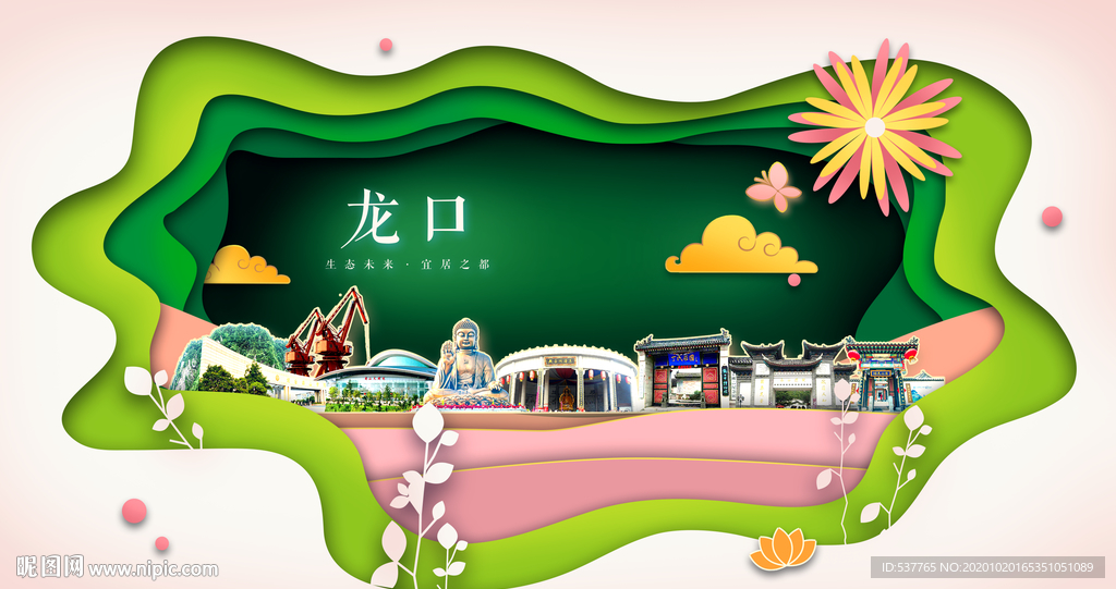 龙口绿色生态宜居自然城市海报