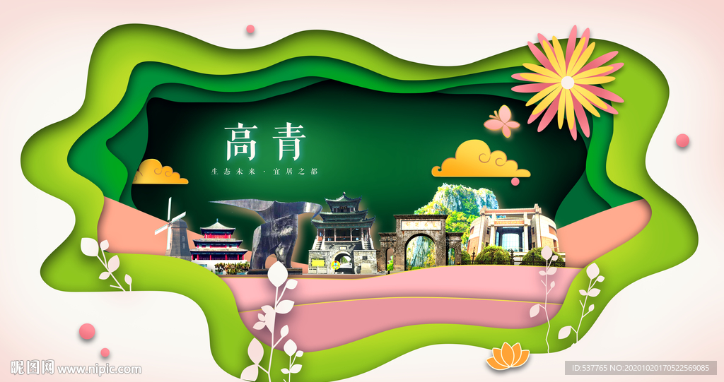 高青绿色生态宜居自然城市海报