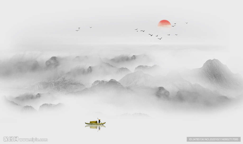 意境水墨山水画