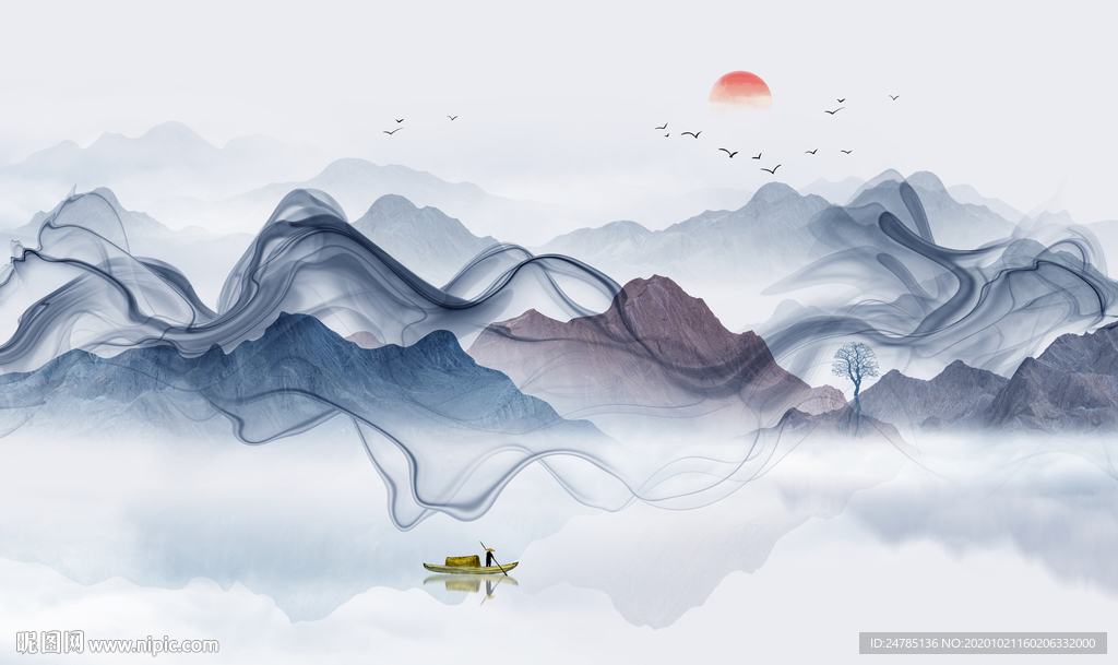 意境水墨山水画