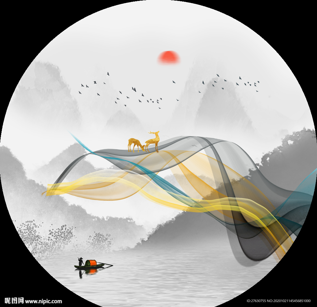 圆形意境装饰画