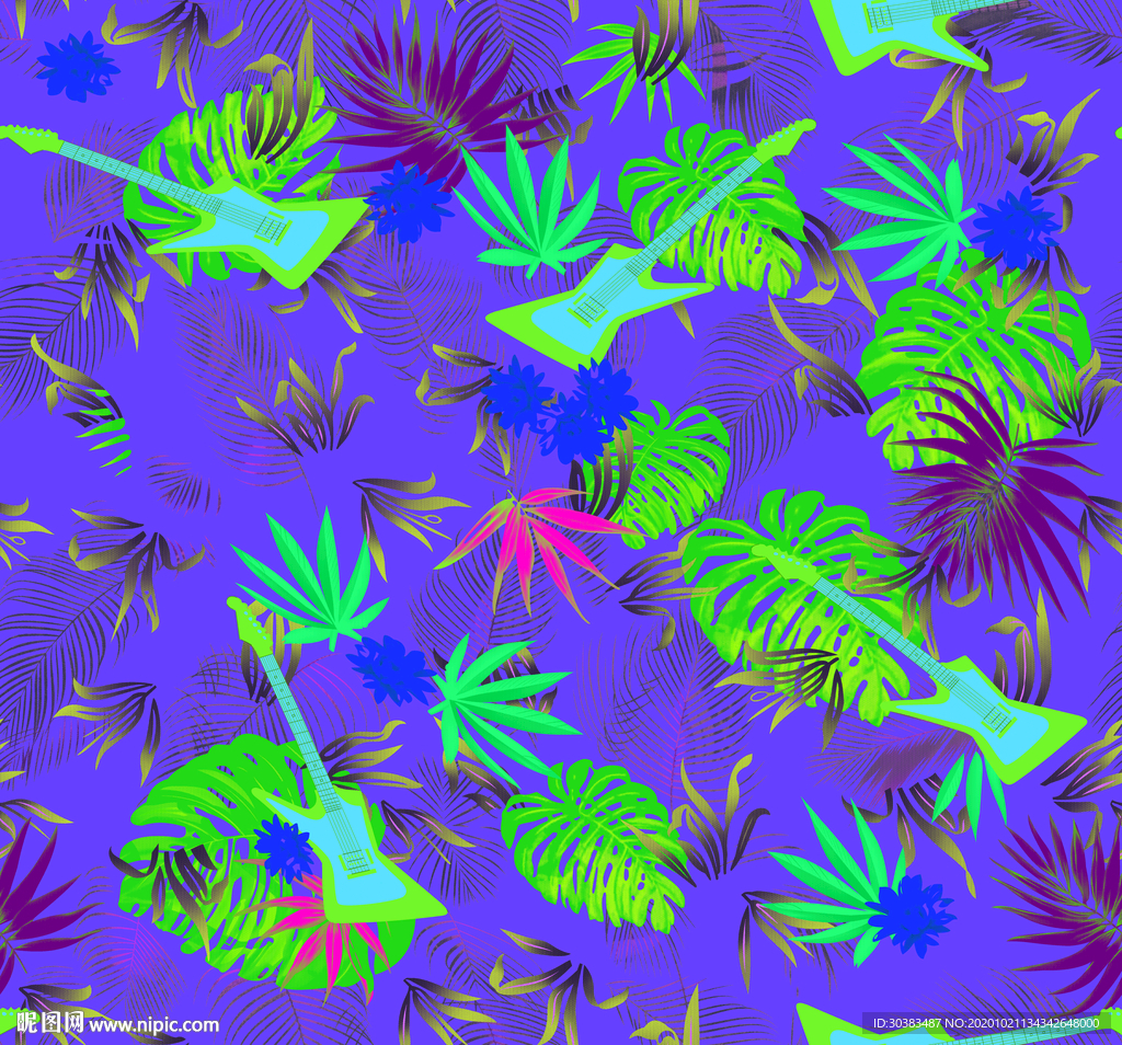 吉他 棕榈叶 泥点效果