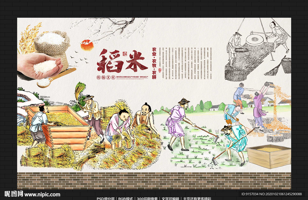 稻米背景墙