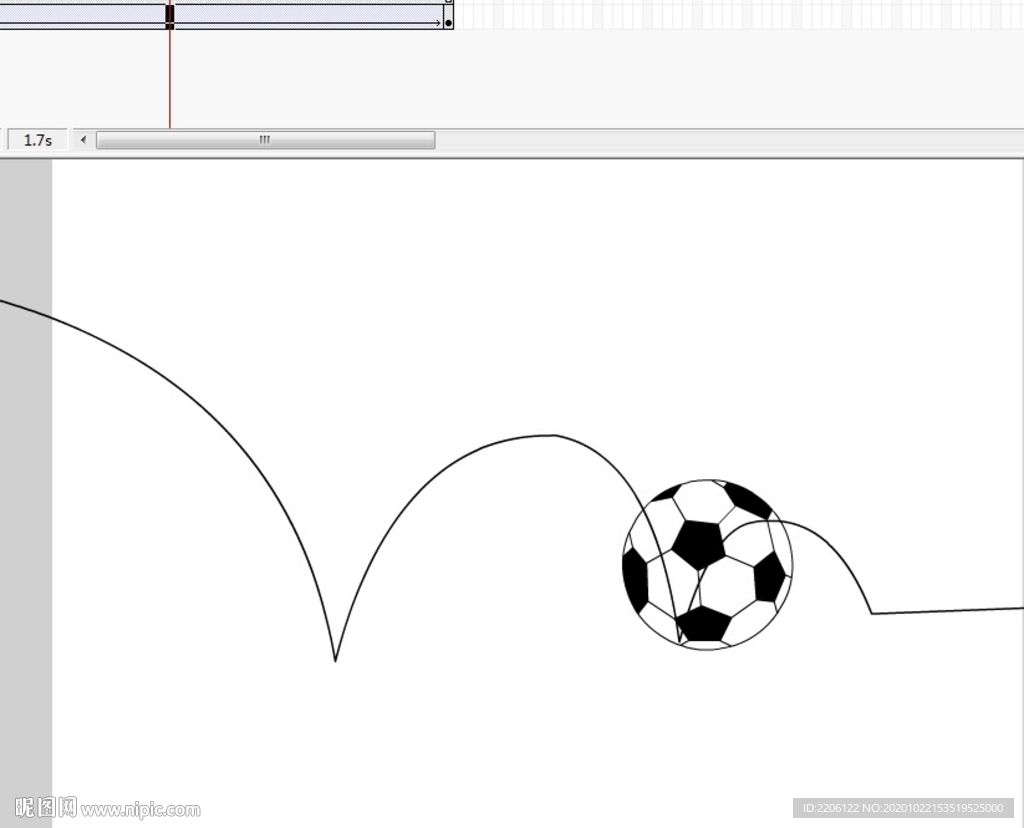 一个足球引导线弹跳的动画2秒