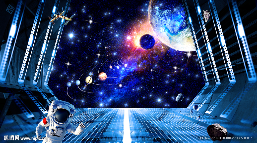 宇宙星空星球银河3D立体画