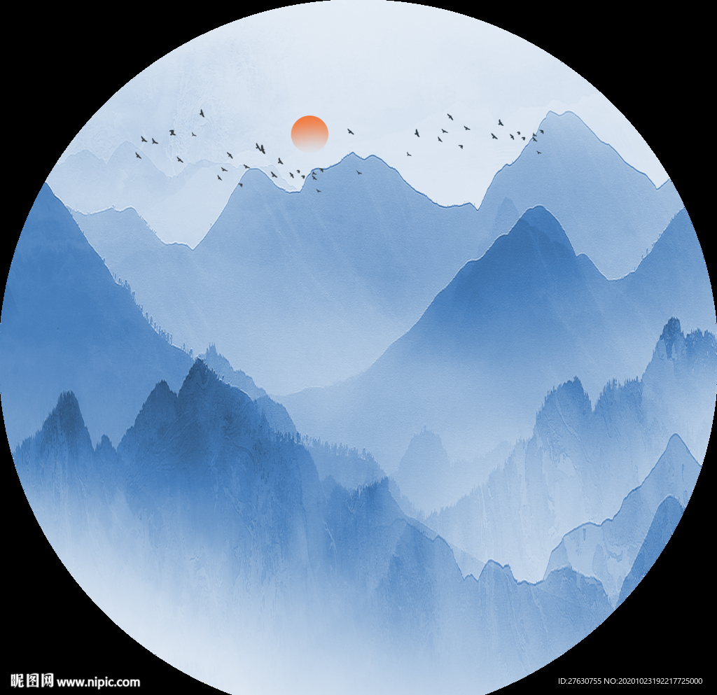 圆形水墨装饰画