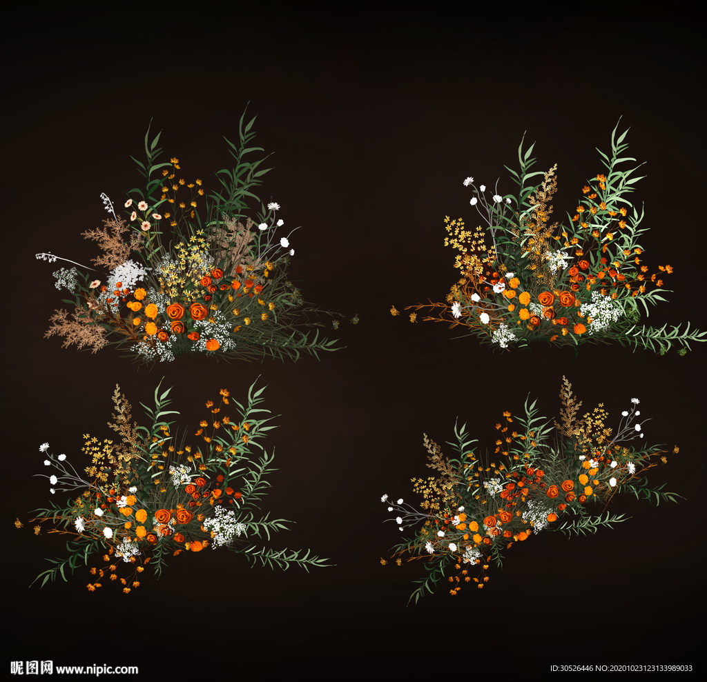 秋色橘色户外婚礼花艺