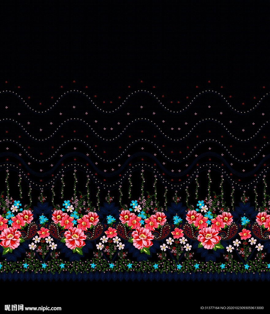 花边定位植物虚线波浪花