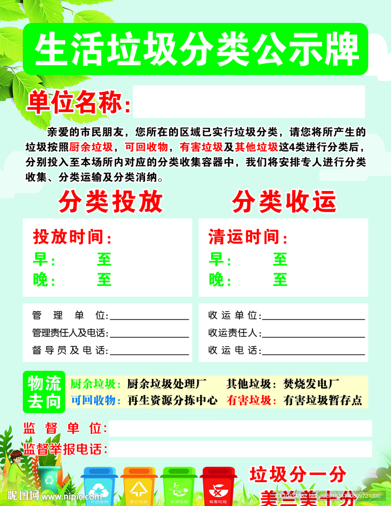 垃圾分类公示牌