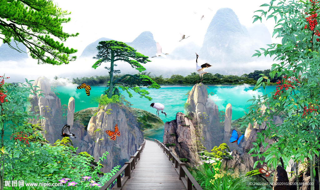 3D立体中式沙发背景墙