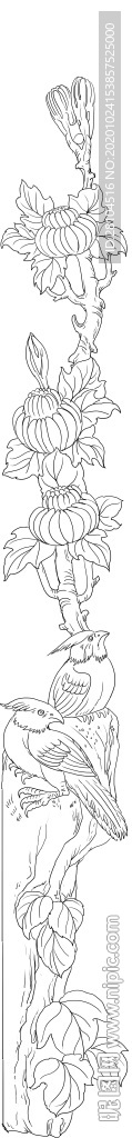 菊花花鸟图
