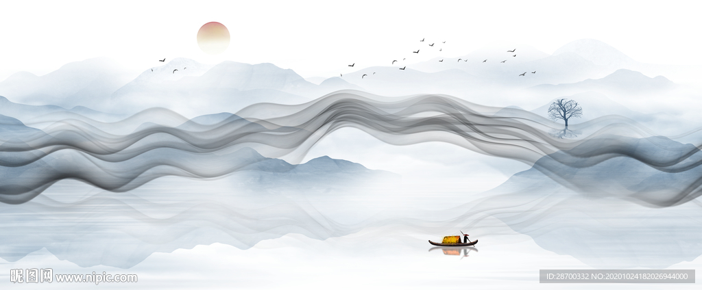 巨幅中式水墨山水画