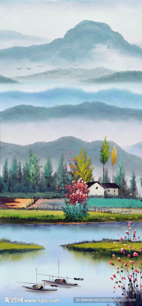 山水田园玄关装饰画