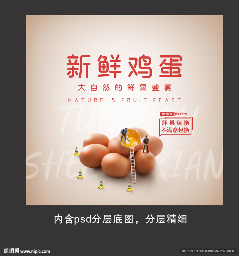 鲜鸡蛋创意微观世界美食海报