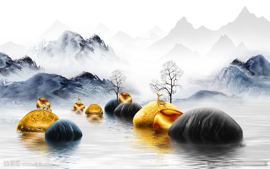 高端新山水爆款画 TIF分层