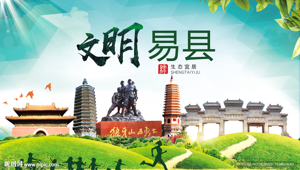 易县文明卫生人文体宜居城市海报