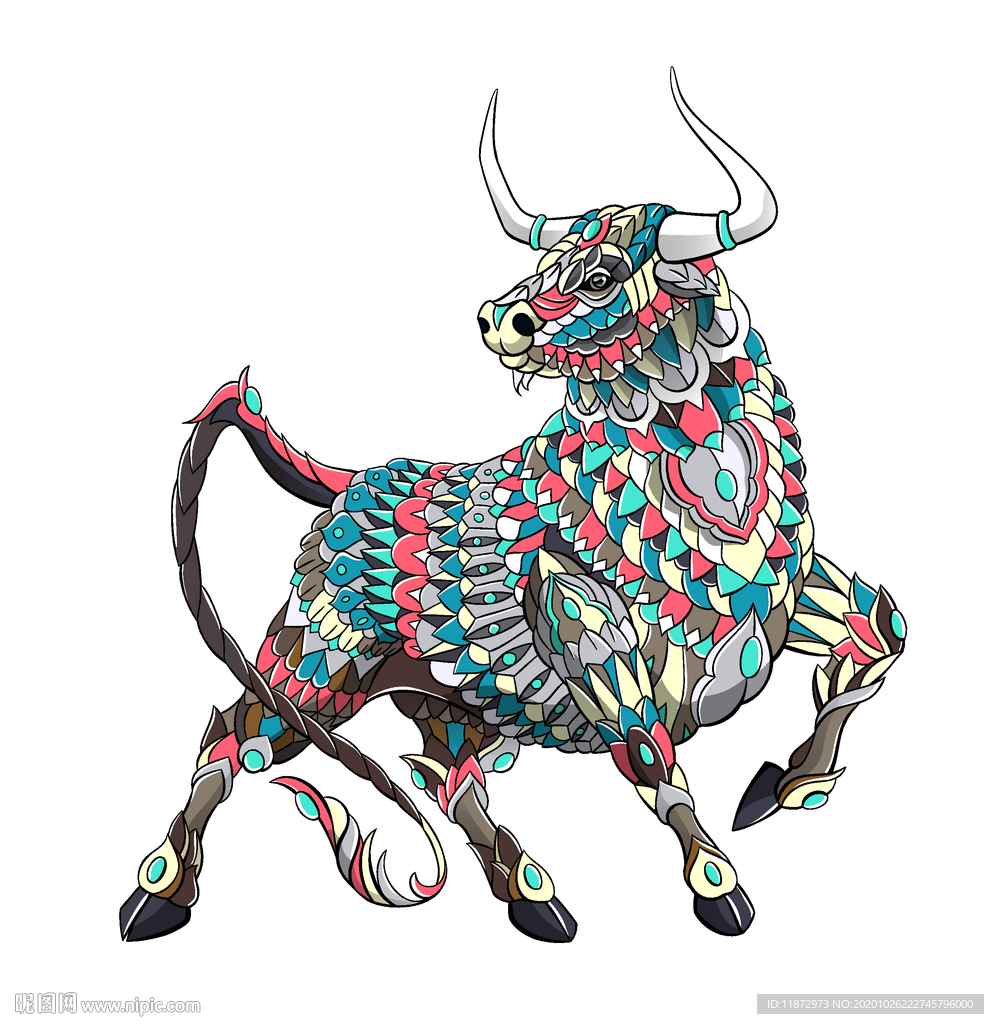 彩色绘画牛