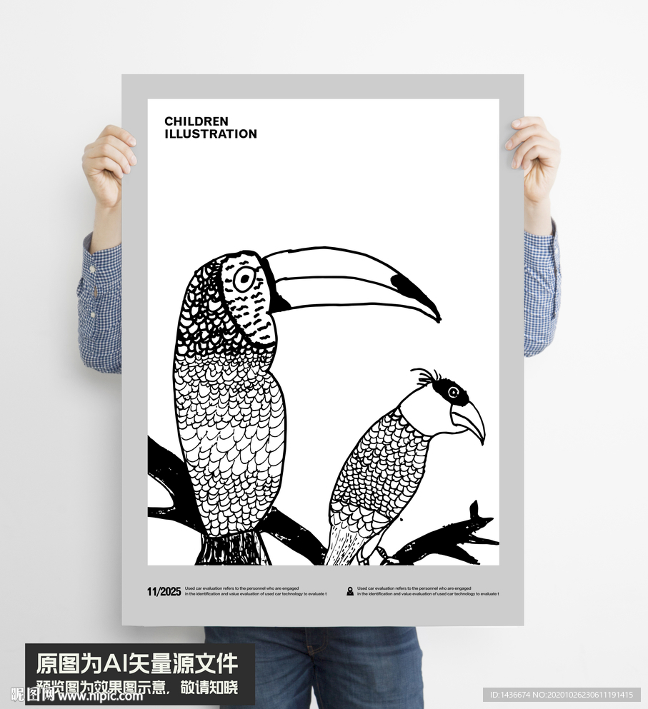 鹦鹉趣味插画