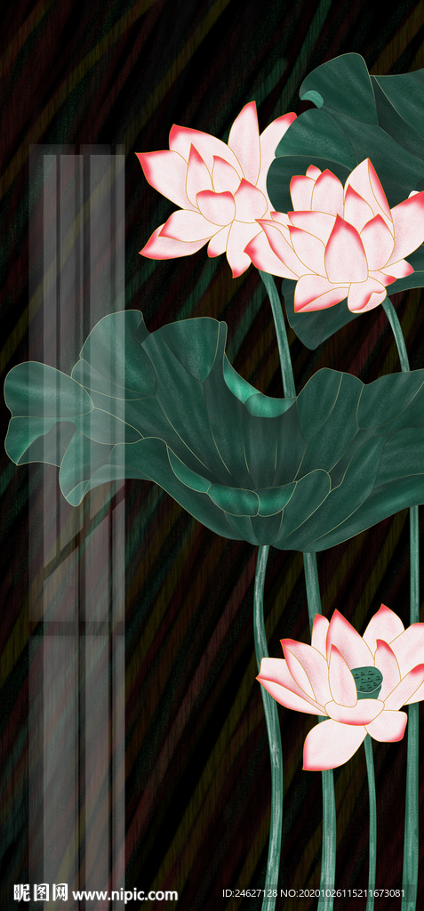 手绘荷花图