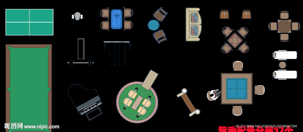 鸟瞰图运动器材配景图17个分层