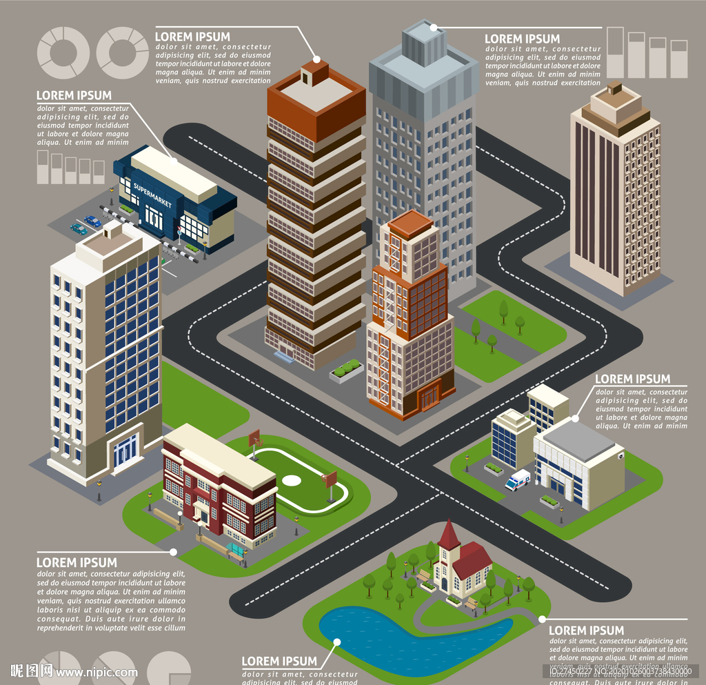 卡通城市鸟瞰图