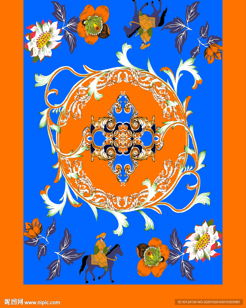 牌 方巾 数码印花 链条 豹纹