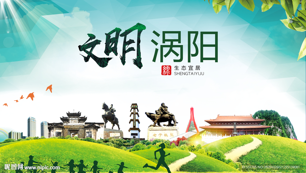 涡阳文明卫生人文体宜居城市海报
